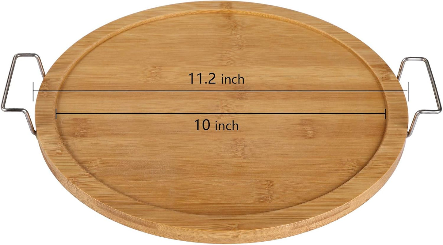 yarlung 11 Inch Ceramic Divided Serving Dishes with Bamboo Platter, Appetizer Tray 5 Removable Snacks Bowls for Candy and Nut, Chips and Dips, No Lid Included