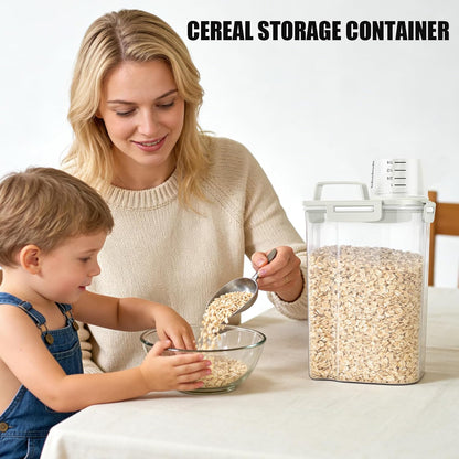 TBMAXS 2 Pack 3 Lbs Dog Cat Food Storage Containers for Travel, Portable Pet Food Storage Container, Easy-Pouring Bird Seed Dispenser, Airtight Rice Cereal Oatmeal Flour Holder -Beige