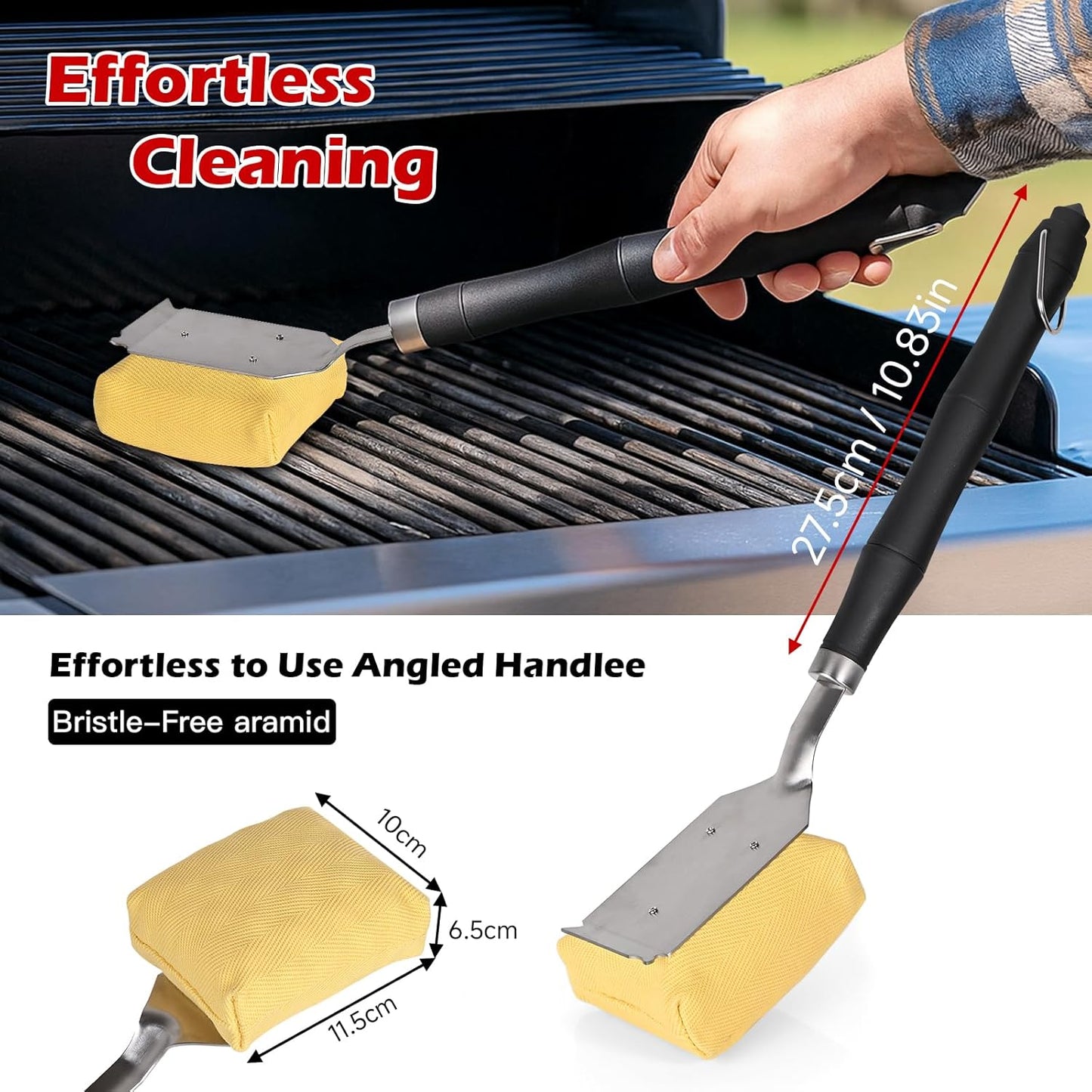 Grill Brush for Outdoor Grill -Steam Grill Brush Bristle Free for Cast Iron/Stainless Grates，BBQ Cleaner Brush with Durable Scraper，Safe Grill Cleaner Brush, Gifts for Men/Dad