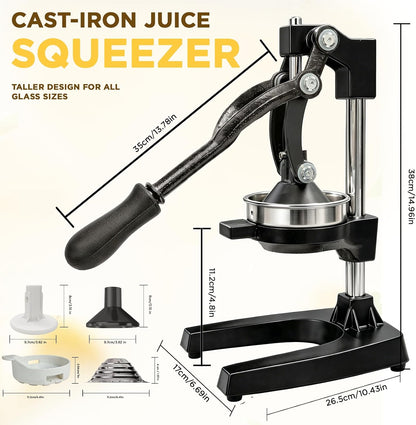 Cast Iron Hand Press, Lemon Manual Juicer, Citrus Press, Black