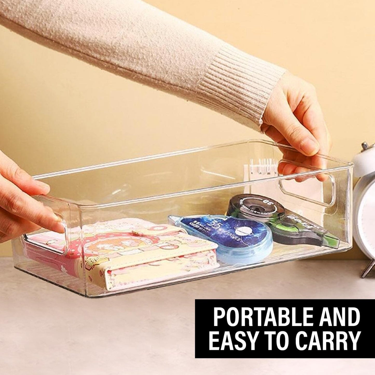 ShelfShaper Large Clear Plastic Storage Bins, Pantry Organizers and Storage Containers Fridge Organizer Bins for Organizing Home Kitchen Under Sink Bathroom Refrigerator Freezer Laundry Room