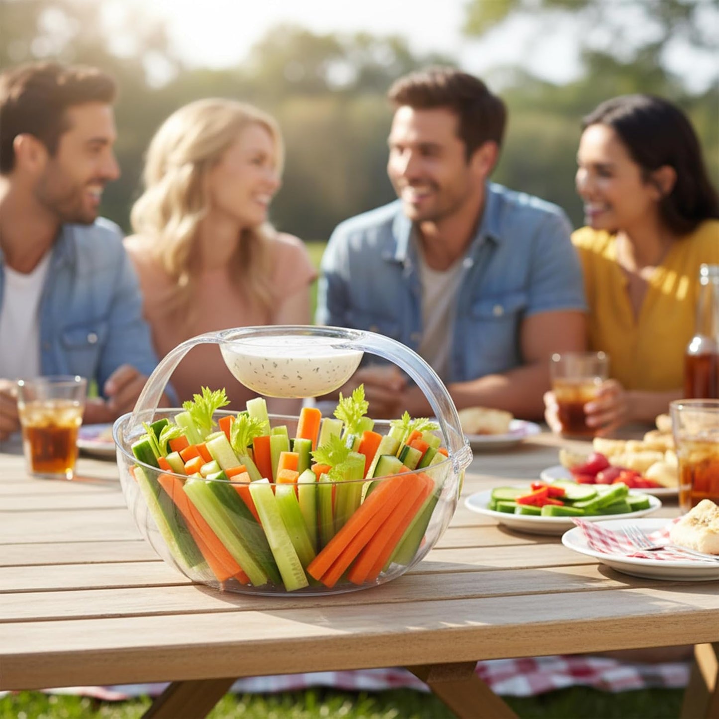 Amazing Abby - Charlotte - Plastic Chip and Dip Bowl, Clear Serving Platter, Unbreakable Party Appetizer Tray, BPA-Free, Dishwasher-Safe, Great for Chips, Salsa, Veggies, Snacks, and More