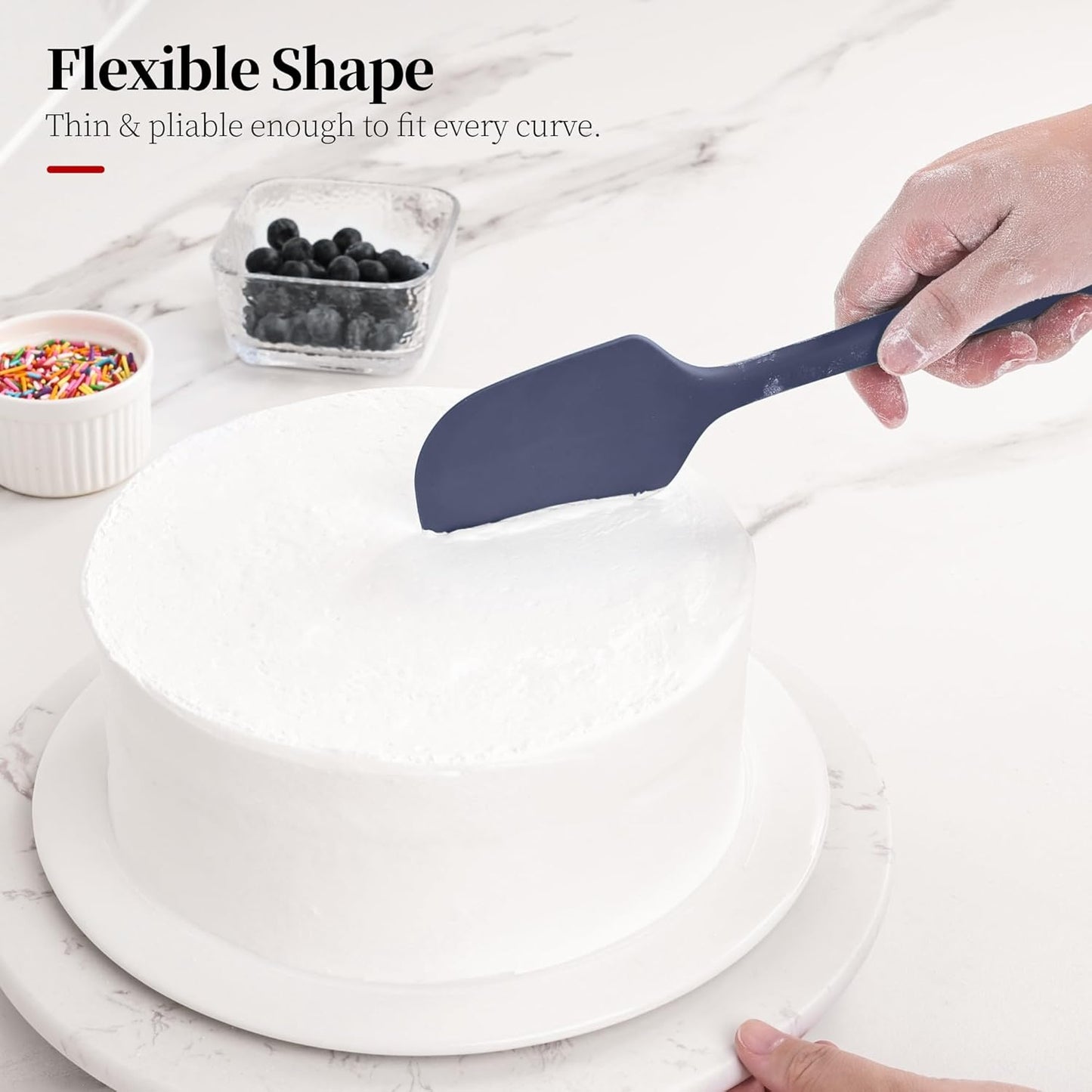600ºF Heat Resistant Spatula, 11.34 inch High Heat Food Safe Semless Kitchen Silicone Scraper for Cooking Baking Mixing Scraping Stirring Nonstick Cookware Pan Bowl (Aqua Sky)