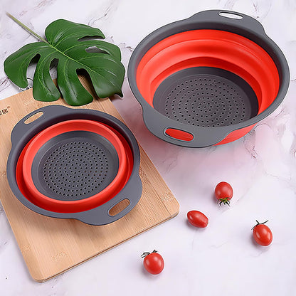 Collapsible Colander Set,Space Saving Collapsible Kitchen Colander Strainer with Handle,Perfect for Draining Pasta Vegetable fruit (Green)