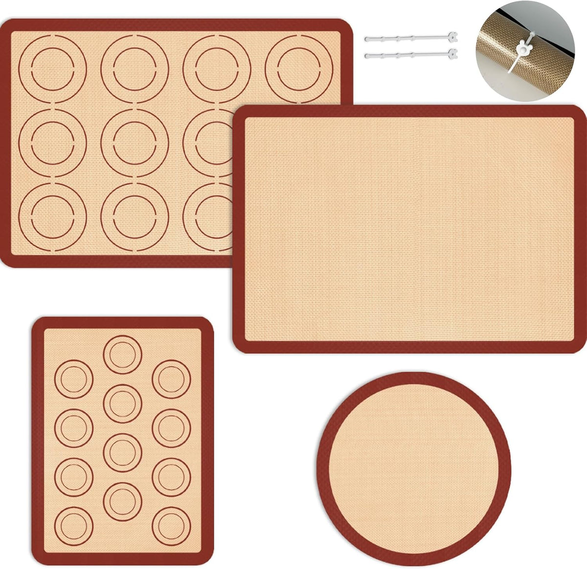 Koolstuffs Silicone Baking Mat, Nonstick and Reusable, 3 Pack