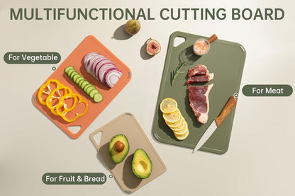 THETCHRY Plastic Cutting Board Set of 4, Extra Large Cutting Board for Kitchen with Non-Slip, Large -Small Chopping Board for Cooking, Bpa Free, with Grip Handle,Green