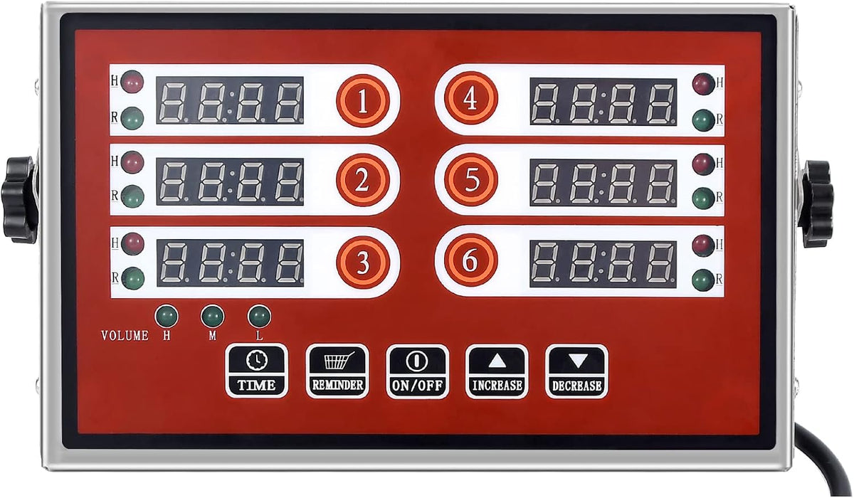 6 Channel Commercial Kitchen Timer Digital Stainless Steel Timer
