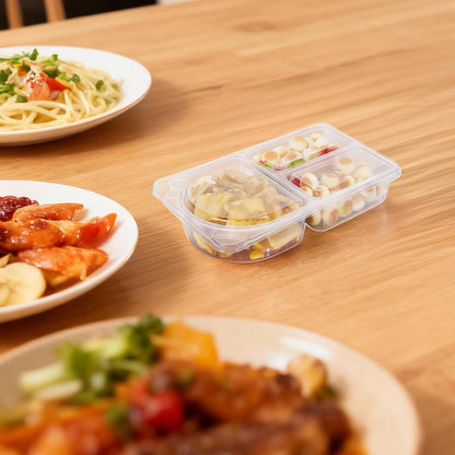 10 Sets 9oz Reusable Snack Containers with Lids – 3 Compartment Snack Pack Containers,Plastic Container for Sauce Snack –Snacks Meal Prep Travel