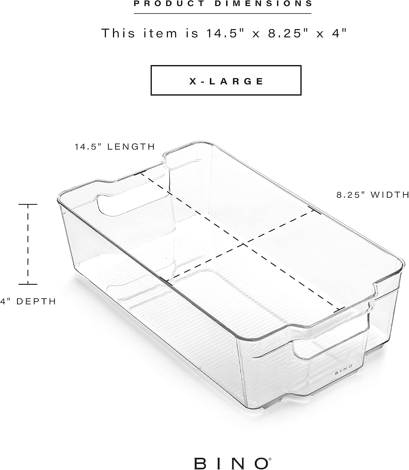 BINO | Stackable Storage Bins, Small - 4 Pack | The Stacker Collection | Clear Plastic Storage Bins | Organization and Storage Containers for Pantry & Fridge | Multi-Use Organizer Bins | BPA-Free