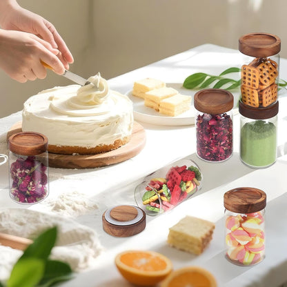 Small Glass Jars with Airtight Lids Round Spice Jar Kitchen Storage Jars Seasoning Containers Bottle Glass Food Storage Canisters Jars for Coffee Cookie Liquid Pantry Organizers