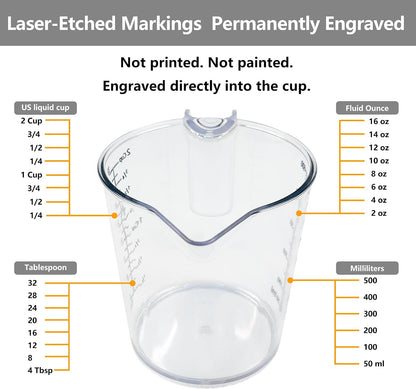 Plastic Measuring Cup with Handle, Pool Chemical Measuring Cup, Plastic Measuring Pitcher for Liquid Mixing, Pouring, Lawn Care, Pet Food, Motor Oil, Laboratory and More (32, Fluid Ounces, 1000ml)