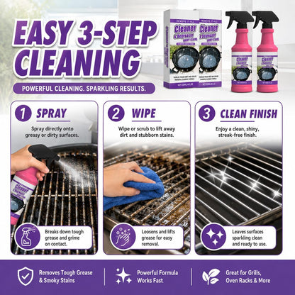 Fast-Acting Heavy-Duty Grill Degreaser Spray, 2Pcs BBQ Heavy Duty Degreaser Grill Cleaner Spray, Grills Cleaner Spray For Outdoor Grills