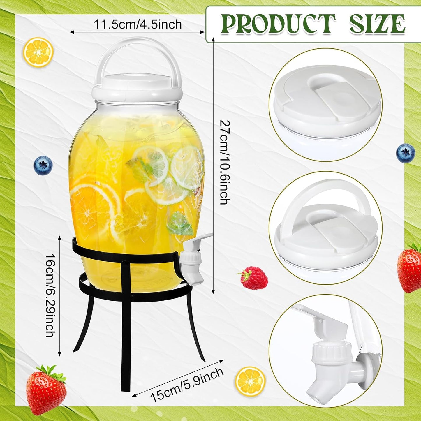Havawish 2 Pack 1.16 Gallon Drink Beverage Dispenser with Stand for Parties Plastic Water Lemonade Juice Dispenser with Spigot and Lid for Countertop Weddings(Gold)