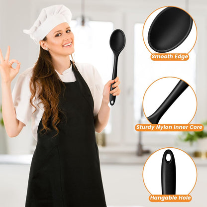 HAKSEN Silicone Spoons for Cooking, 4PCS 10.8 Inch Nonstick Kitchen Serving Spoons, Heat Resistant Silicone Cooking Utensils Set for Stirring, Mixing, Baking, House Warming Gifts & Stocking Stuffers