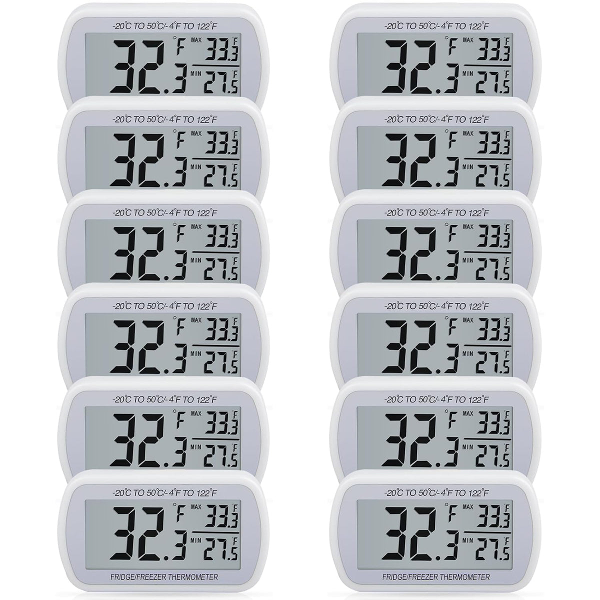 AEVETE Waterproof Digital Refrigerator Freezer Thermometer Large LCD