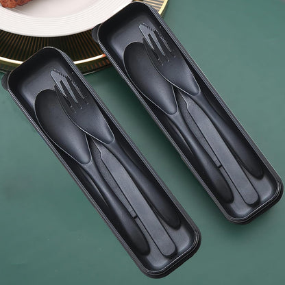 Reusable Travel Utensils Set with Case, 2 Sets Wheat Straw Portable Plastic Fork Spoons Knife Cutlery, Camping Eco-Friendly BPA Free Tableware for Kids Adults Work Picnic or Daily Use (Pink)