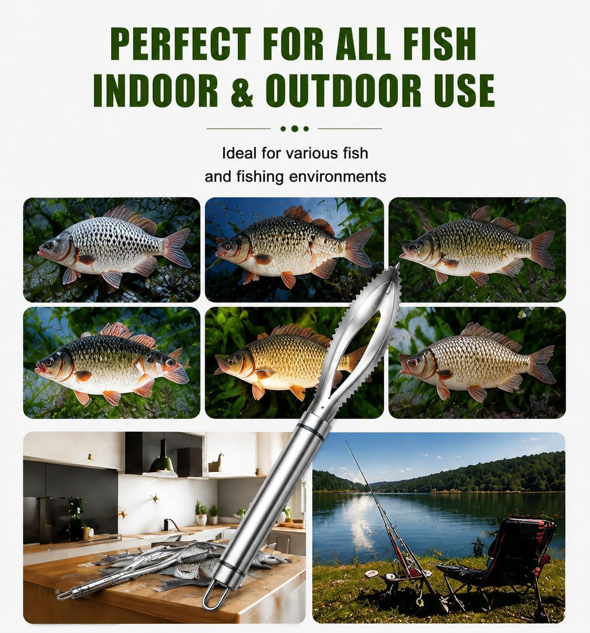 2-Pack Large Fish Scraper, 304 Stainless Steel Fish Scaler, Non-Slip Handle