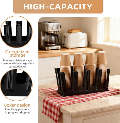 Commercial Cup and Lid Holder with Straw Organizer,Disposable Coffee Cup Condiment Dispenser for Countertop Org, Coffee Bar, Beverage Cup, Kitchen, Breakroom (11 Compartment Upright)