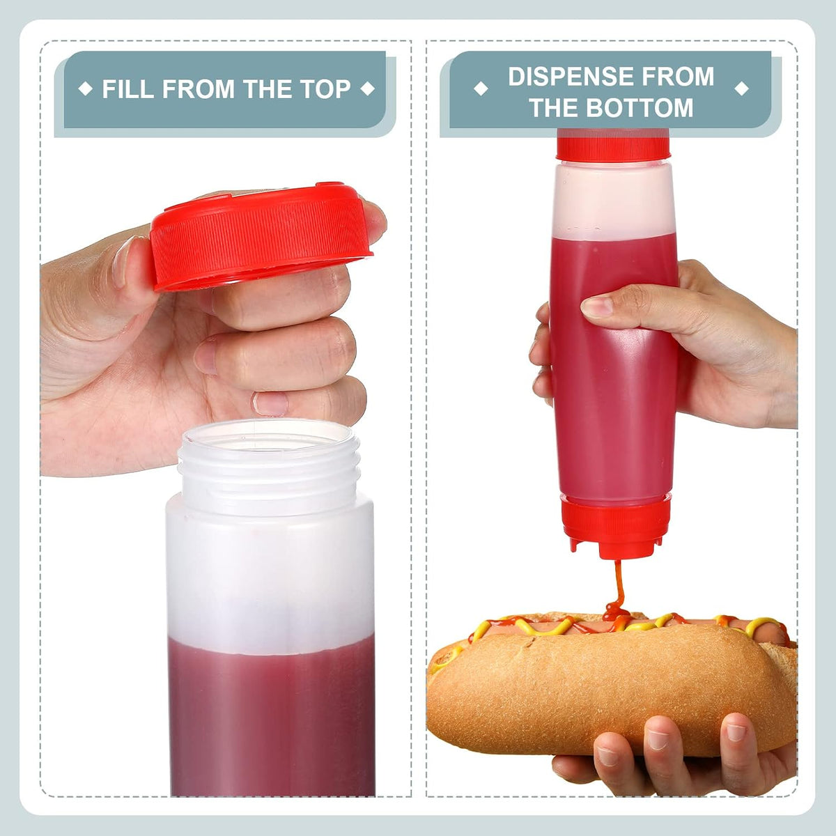 Sabary 3 Pcs 16 oz Inverted Condiment Squeeze Bottles for Sauces, Black