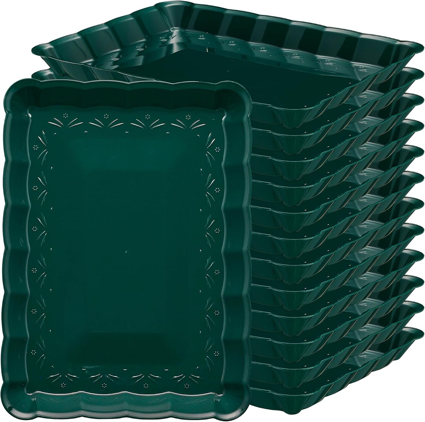 Plasticpro Plastic Serving Trays - Serving Platters Rectangle 9X13 Disposable Party Dish 4 Black Trays