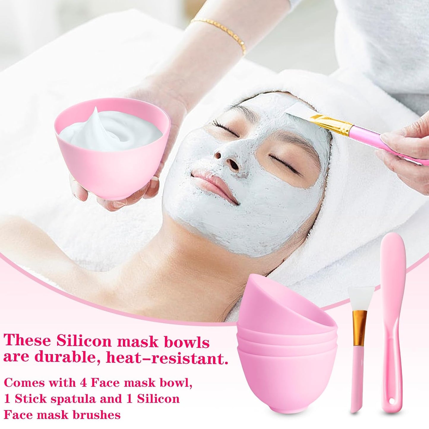 6Pcs Silicone Mixing Bowls, Silicone Bowls for Facials, DIY Face Mask Mixing Bowl for Home Salon Spa Face Skin Applicator Bowl, Black