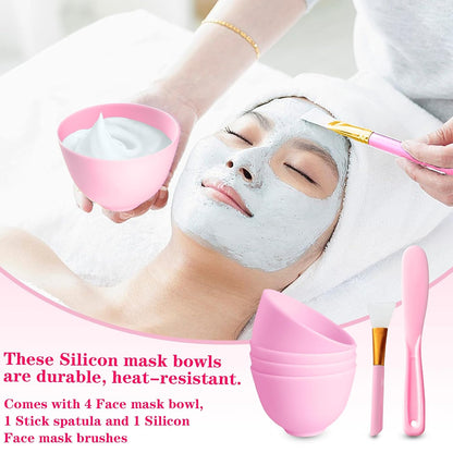 6Pcs Silicone Mixing Bowls, Silicone Bowls for Facials, DIY Face Mask Mixing Bowl for Home Salon Spa Face Skin Applicator Bowl, Black
