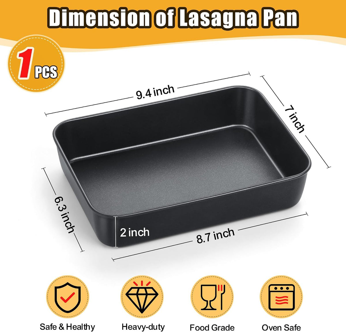 TeamFar Lasagna Pan, 16" x12.13" x2" Stainless Steel Rectangular Cake Pan