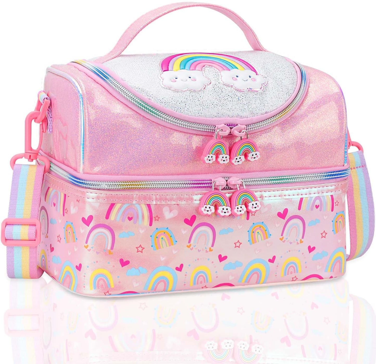 RHCPFOVR Kids Lunch Bag - Double - Decker Cooler Insulated Lunch Box for Boys Girls,Washable Lunch Bag with Strap and Reusable Toddler Lunchbox for School and Daycare