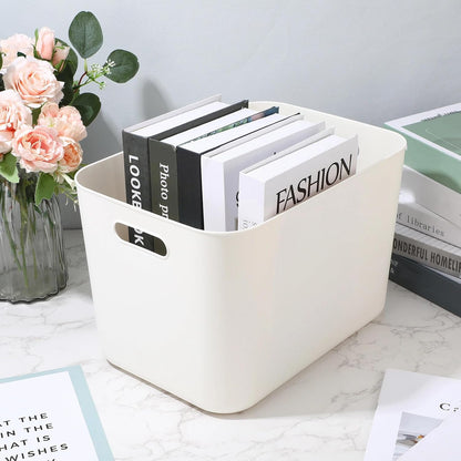 Zopeal Plastic Storage Bins 10 Pcs White Pantry Organizer Bins Small Baskets Storage Containers for Home Kitchen (10 x 7 x 6 Inch)