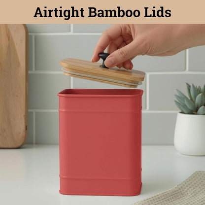 Kitchen Canisters for Countertop Set of 4 with Customizable Chalkboard Labels & Marker Pen - Big Iron Kitchen Canisters with Airtight Lids - Sage Green Canister Set - Flour and Sugar Containers