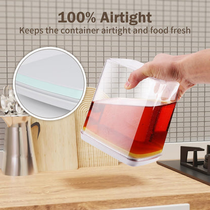 Melovom Pop Airtight Food Storage Container with Lid, 4L/4.2qt Large Cereal Flour Sugar Storage Container with Scoop, One Button Opening, BPA-Free, Kitchen Pantry Organization and Storage