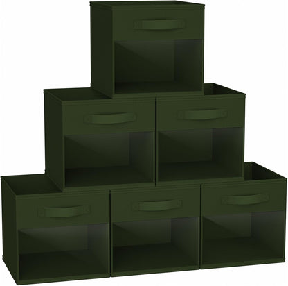 DIMJ Storage Cubes, 11x 11 inch Cube Storage Bin, 6 Pack Closet organizers and storage Bins with Window, Collapsible Baskets with Handle for Shelves, Clothes, Toys, Books (Grey)