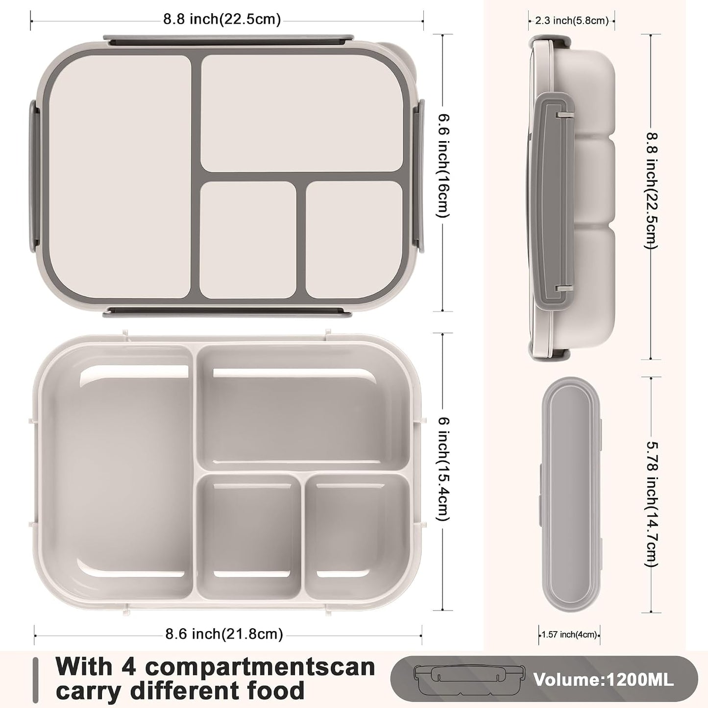 Amathley Lunch Box Kids,Bento Box Adult,Leakproof Lunch Containers for Adults/Kids/Toddler,1200ML-4 Compartments bento Lunch box with Utensil,Microwave & Dishwasher & Freezer Safe (Pink Berry)