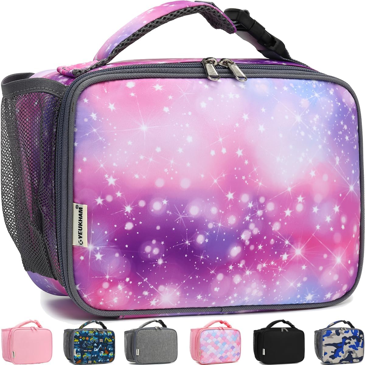 GYEUKHAM Insulated Lunch Box for School, Thermal Reusable Durable Freezable Lunch Bags for Kids Boys Girls Men Women - Small Soft Cooler Portable Lunch Tote Kit for Work Picnic Travel,Black