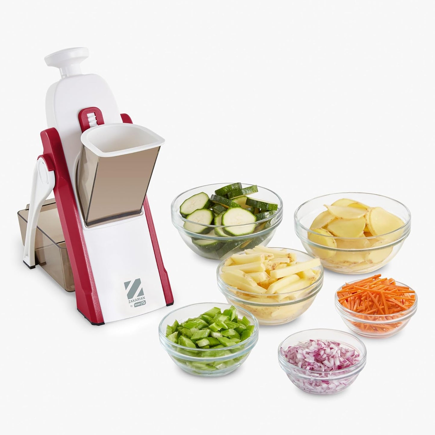 Zakarian by Dash Safe Slice® Mandoline - Features Thickness Adjuster, Stainless Steel Blades, and Foldable, Easy-To-Store Design - Black