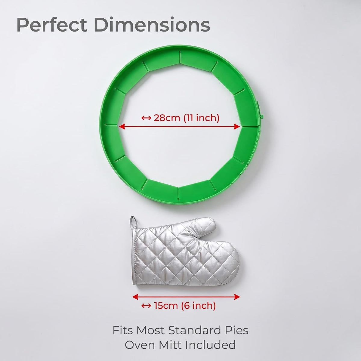 Silicone Pie Crust Shields (2-Pack), Adjustable Pie Protectors,2-Pack Adjustable Silicone Pie Crust Shield, Reusable Pie Crust Protector with insulated gloves, Pie Shield Green.