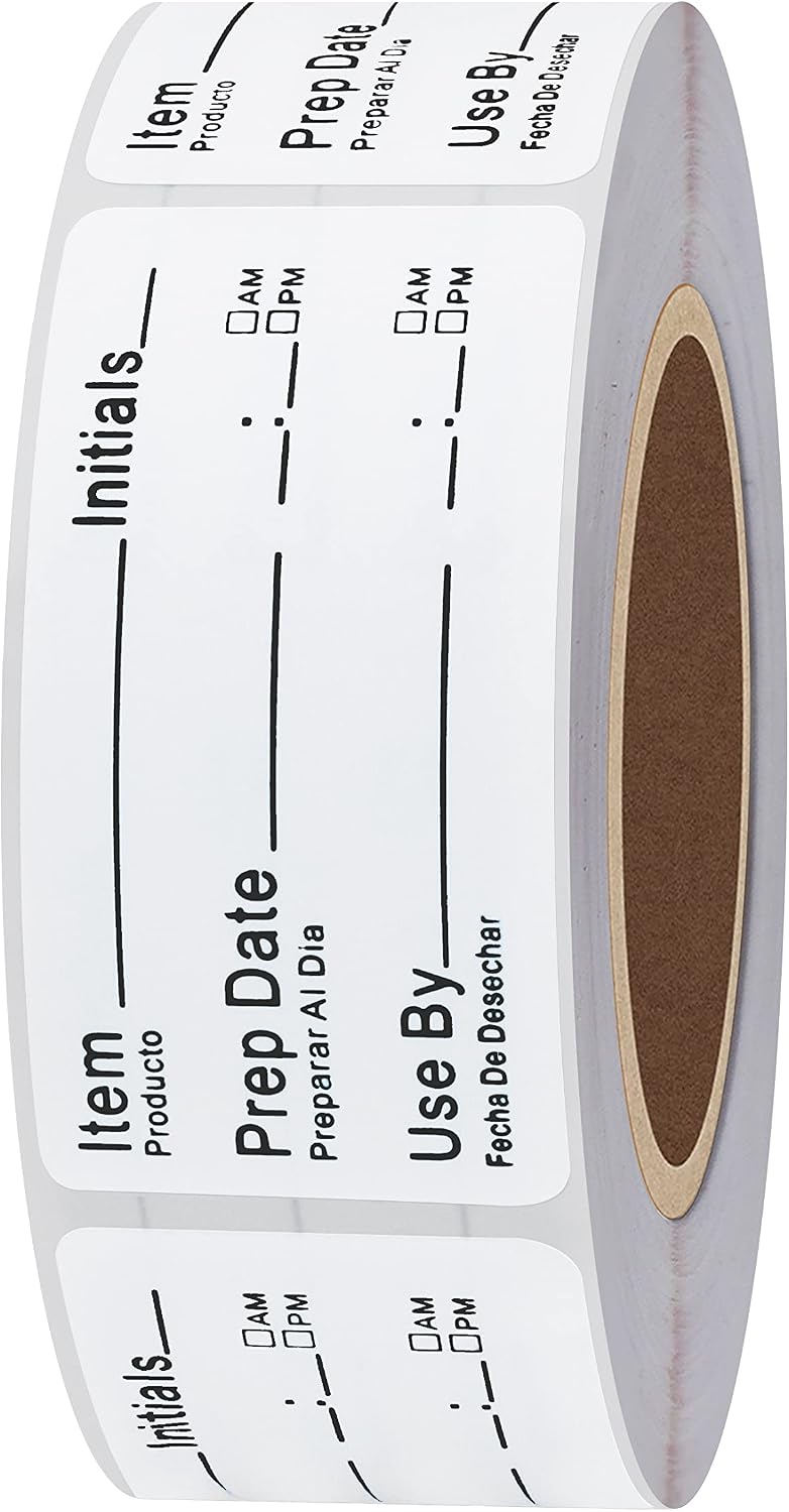 500pcs 1x2 Inch Removable Shelf Life Labels for Food Rotation Use by Food Preparation Stickers Expiration Prep Date Total 500 Labels Per Roll (Black)