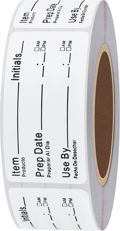 500pcs 1x2 Inch Removable Shelf Life Labels for Food Rotation Use by Food Preparation Stickers Expiration Prep Date Total 500 Labels Per Roll (Black)