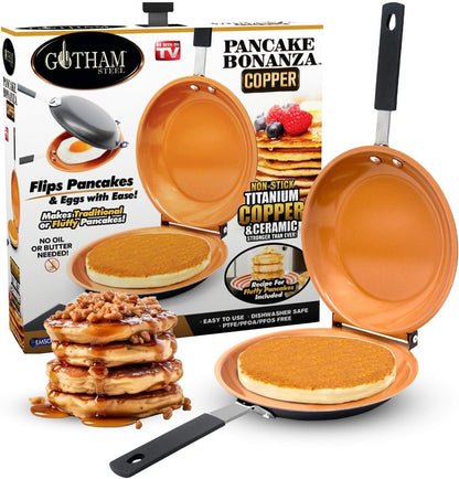 GOTHAM STEEL 8" Double Sided Pancake & Omlet Pan, Ceramic Nonstick, Copper