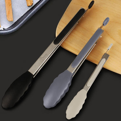 HOTEC Premium Stainless Steel Locking Kitchen Tongs with Silicon Tips, Set of 2-9" and 12"