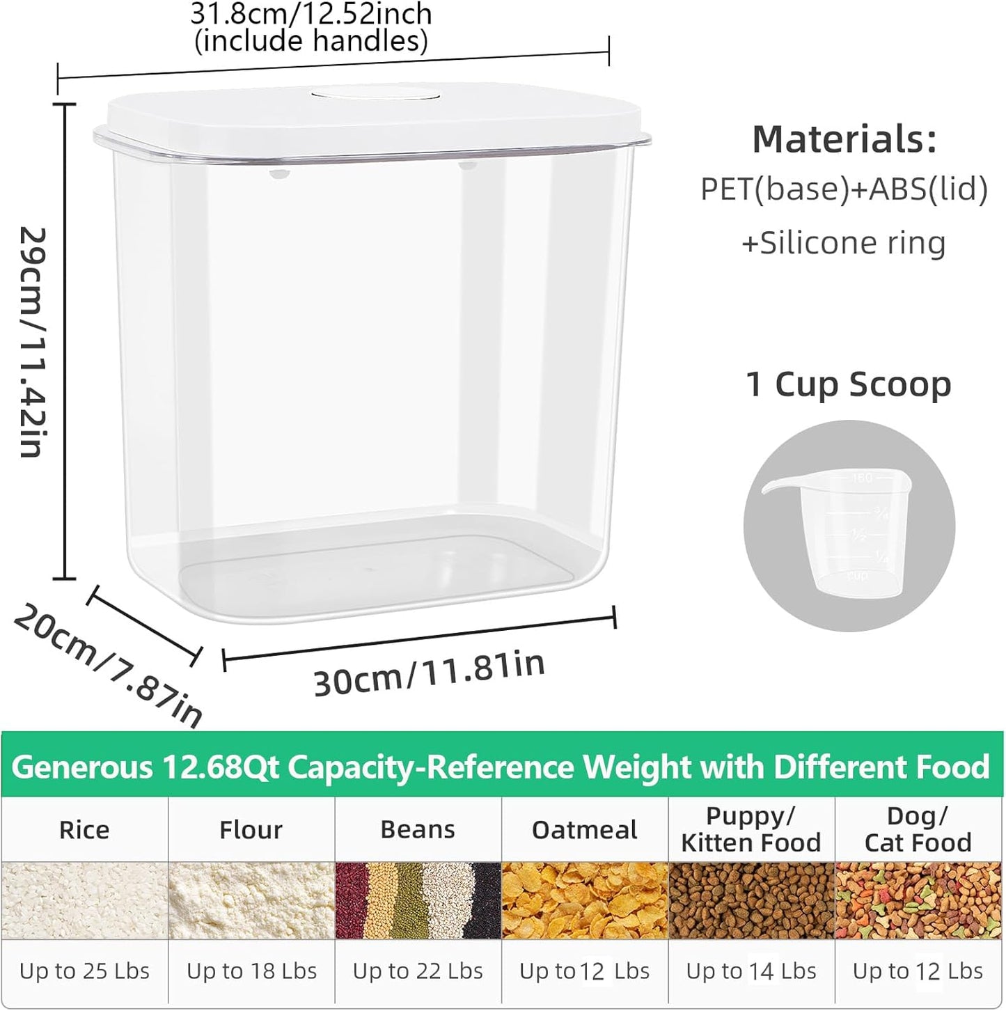 TBMAXS Rice Flour Storage Container - 6.5 Qt | 12 Lbs Crystal-Clear Plastic Food Storage Container Bin with Flip-up Lid, Dry Food Holder for Kitchen Pantry Organization and Storage