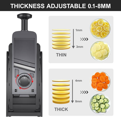 SupMaKin Safe Mandoline Slicer for Kitchen, Potato Slicer for Chips, Vegetable & Food Cutter,Thickness Adjustable 0.1-8 mm, Kitchen Faster Slice Artifact (Only Slicer)