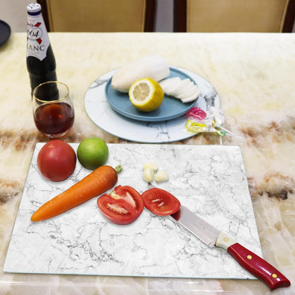 JAMBALAY Tempered Glass Cutting Boards for Kitchen, Clear Glass Cutting Board Set, 12"x16" & 8"x12" Cutting Boards with Non Slip Foot, Heat and Scratch Resistant, Shatterproof