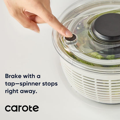 CAROTE 6.4 Qt Stainless Steel Salad Spinner, Large Lettuce Spinner Vegetable Fruit Washer, Vegetable Cleaner Salad Cleaner Lettuce Washer, Non-Slip Base, Multifunctional for Salad, Fruits
