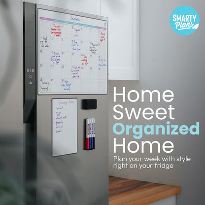 Dry Erase Weekly Extra Thick Magnetic Calendar for Refrigerator: 17x13 Two Week Planner and 6x9 White Board, 4 Fine Tip Markers and Eraser. Stain Resistant. Shipped Flat. (Weekly Planner)