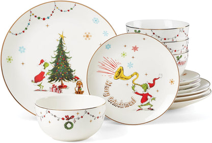 Lenox 898096 Merry Grinchmas Chip & Dip Bowl, Christmas Dishes, Festive Holiday Serveware