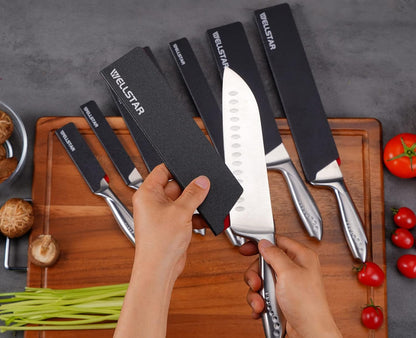 WELLSTAR Knife Edge Guards 8 Inch, Universal Blade Covers, BPA Free ABS Protective Blade Sheaths, Non-Scratch Felt Lining Kitchen Knives Covers (Knives not included)