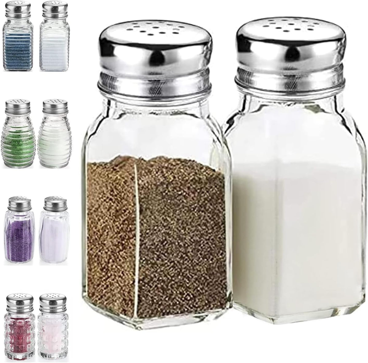 Salt and Pepper Shakers Set,Farmhouse Glass Spice Jars Kitchen Gadgets