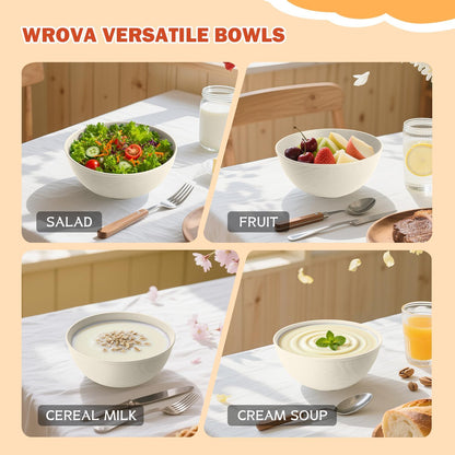 Wrova Wheat Straw Bowls for Kitchen set of 6,Anti-Scald Thick Soup Bowls 40oz,Microwave and Dishwasher Safe Bowl Sets, Unbreakable Cereal Bowl Sets. Vibrant Series