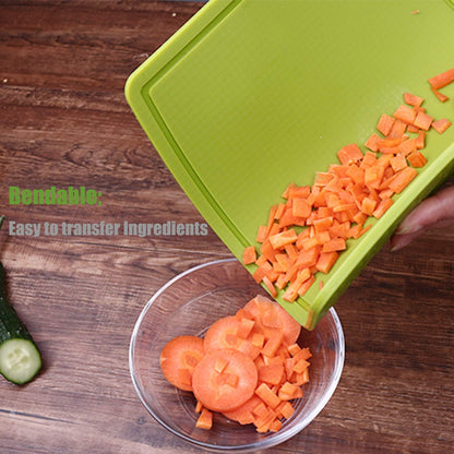 Liflicon Thick Cutting Boards for Kitchen Silicone Chopping Board Set of 2 Mid 12.6'' x 9.1”,Mini 9.1”x7.1” Non-slip Deep Drip Juice Groove Easy Grip Handle,Dishwasher Safe-Red
